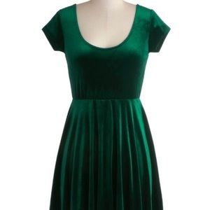 Modcloth Velvet Dark Green Dress Size M